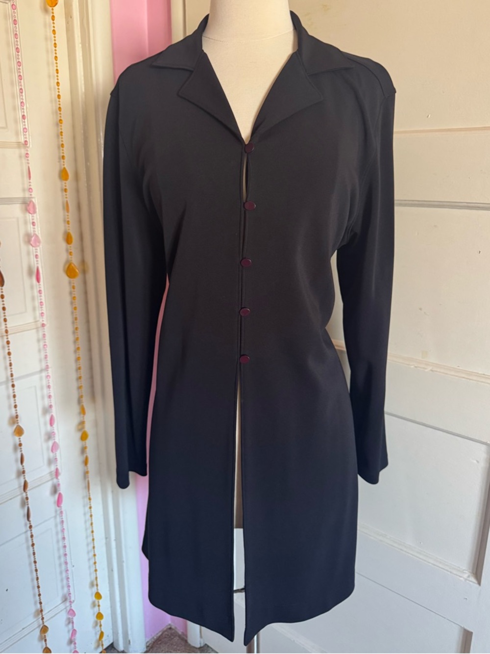 Nordstrom Petite Long Sleeve Black Open Front Duster Cardigan Size PL